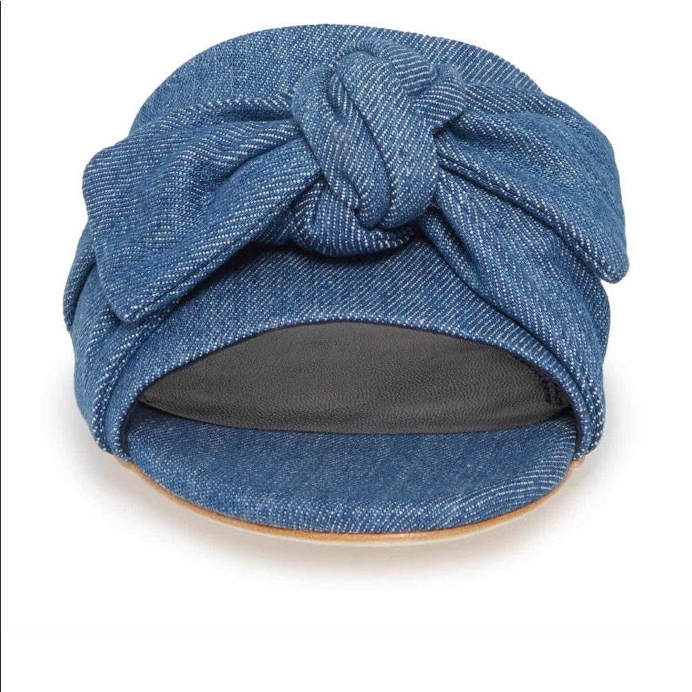 NIB TORY BURCH Annabelle Chambray Bow Slide Sandal - Picture 4 of 11